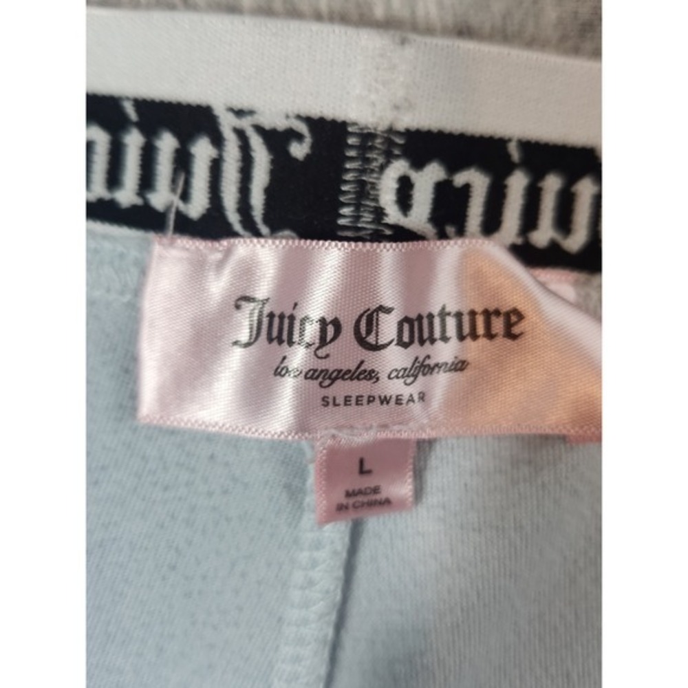 Juicy Couture Sleep Shorts Women L Light Blue Velour Rhinestone Y2K - Picture 3 of 10